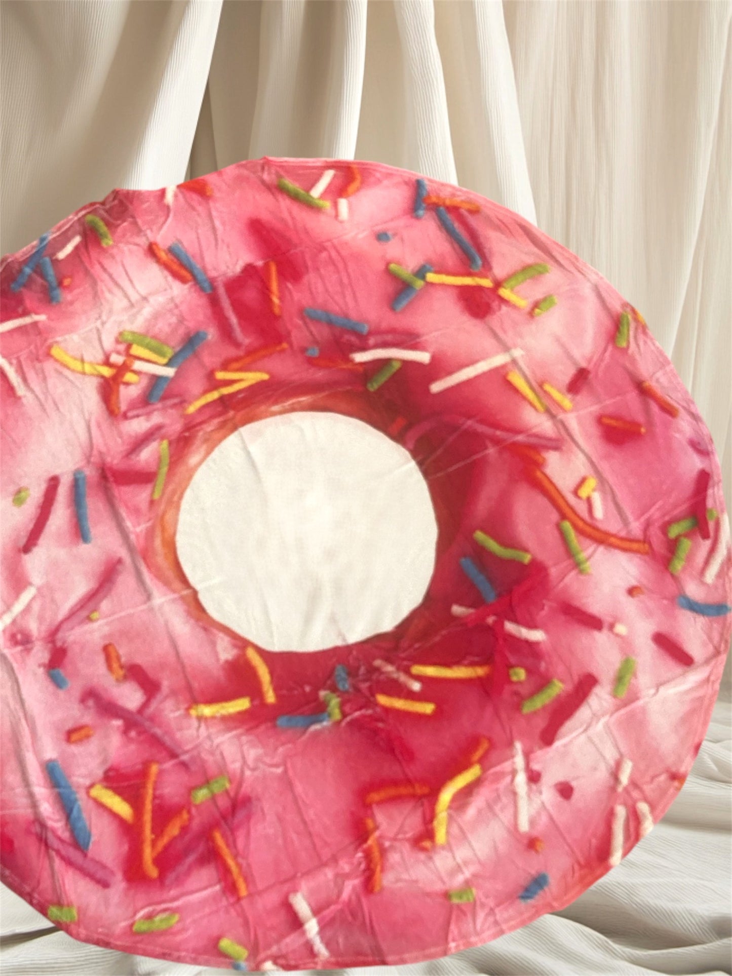 71 Inch Giant Glazed Donut Blanket , Premium Soft Flannel Round Pink Glazed Donut Blanket for Indoors, Outdoors, Travel, Home and More