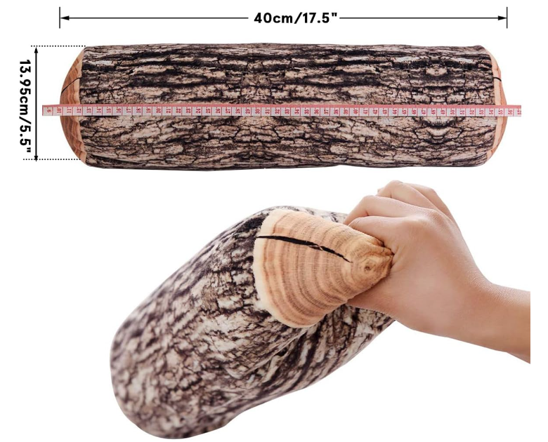 Decorative Round Throw Pillow, 3D Digital Print Comfortable Kids Funny Cute Wood Log Pillow