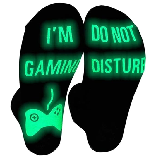 1x Glow Gaming Socks & 1x Room Deco, Do Not Disturb I'm Gaming Teen Boys Gamer, Novelty Socks & Door Sign for Teen Boys Girls Gifts Teens Gamer Gifts