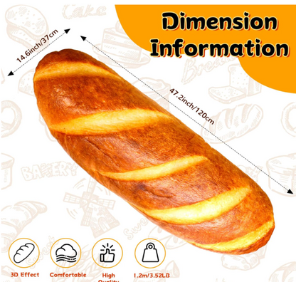 48" Bread Pillow Giant Bread Plush Pillow 3D Simulation Baguette Pillow Funny Body Pillow