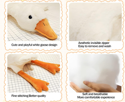 Giant White Goose Plush 63 in, Goose Stuffed Animal Pillow, Goose Plush Toys Hugging Pillow Gifts for Everyone (63 in)