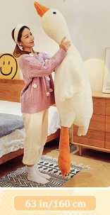 Giant White Goose Plush 63 in, Goose Stuffed Animal Pillow, Goose Plush Toys Hugging Pillow Gifts for Everyone (63 in)