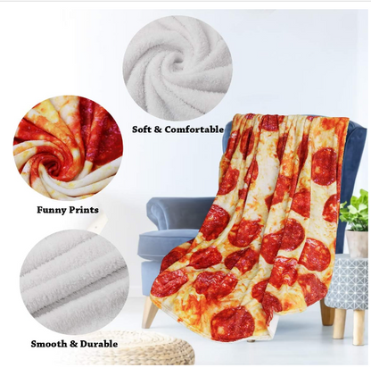 Pepperoni Pizza Blanket, 71 Inch, Flannel Throw Blanket Funny Birthday Gifts for pizza lover