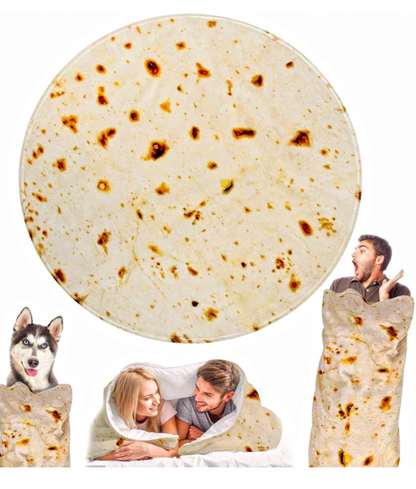 Burrito Tortilla Blanket Double Sided 71 inches, Cozy Flannel Fabric, Throw Blanket for Bed, Couch, Travel, Picnic and Beach for Kids