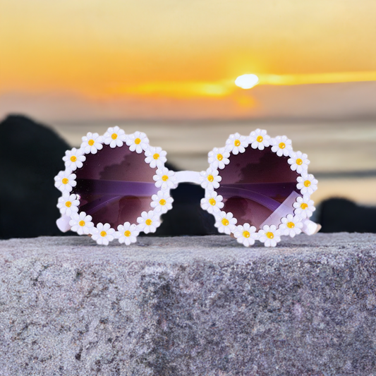 3x Daisy Sunglasses Daisy Flower Shape Round Glasses Toddler Kids Girl Daisy Flower Round Anti-UV Sunglasses